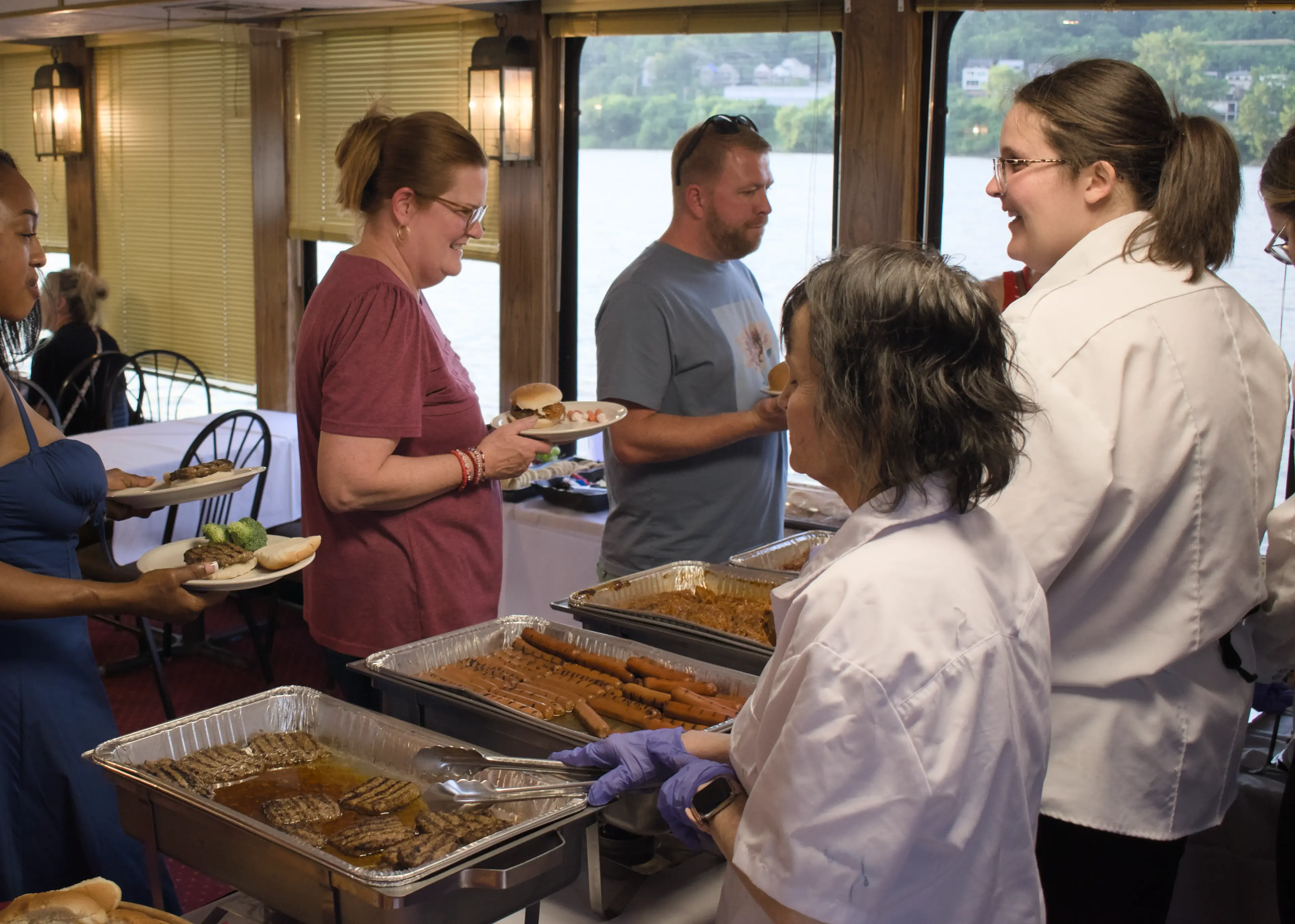 Chef-crafted catered dinner service aboard a Queen City Riverboats vessel